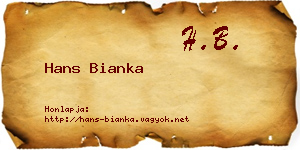 Hans Bianka névjegykártya